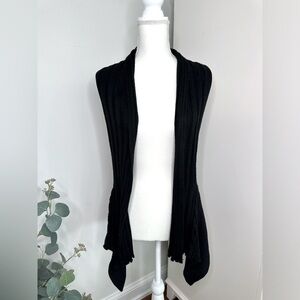 BCBGMAXAZRIA Long Open Front Black Cardigan Size Medium